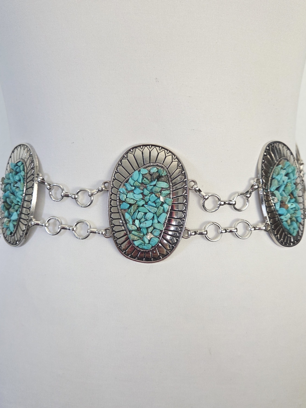 Turquoise Stone Double Chain Waist Belt - Picture 3 of 7